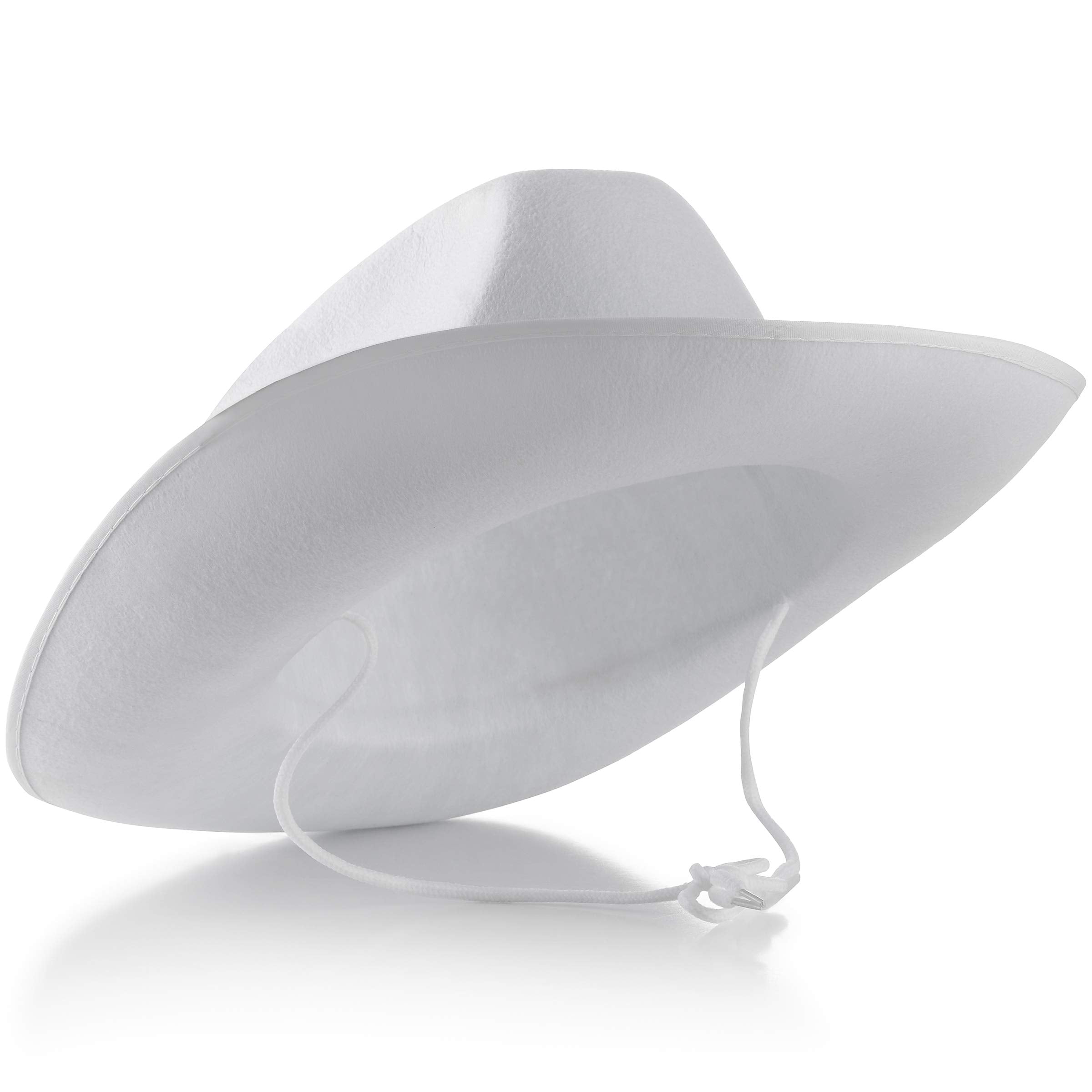 Bedwina White Cowboy Hat - (Pack of 2) for Adults with Adjustable Neck Drawstring, Dress-up Parties, and Play Costume Accessories, Fits Most Teen Girls Boys